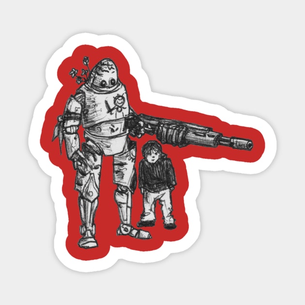 Boy and Bot Sticker by Hominid